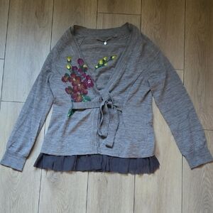 ANTHROPOLOGIe KNITTED&KNOTTED Wool Wrap Sweater Sz M